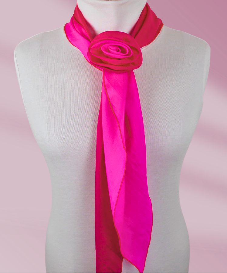 Silk Scarf With a Rose Clip